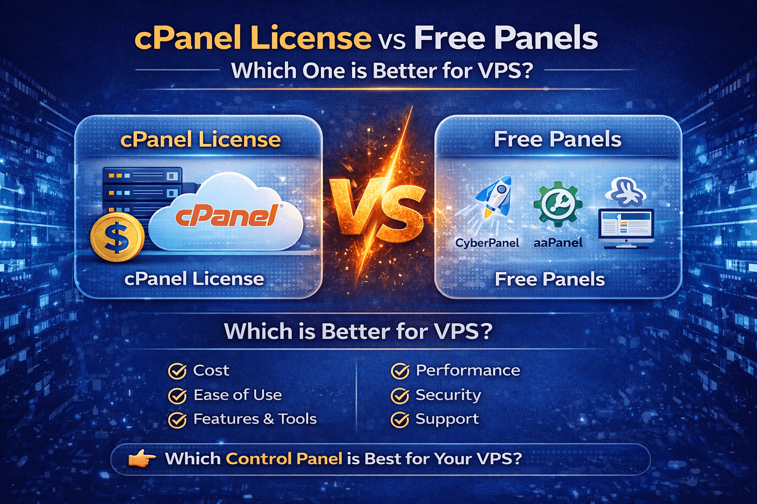 cPanel License vs Free Panels